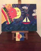 Moon And Sun Storm - Acrylic Paintings - By Sarah Vankirk, Abstract Painting Artist