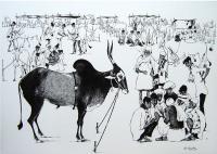 The Black Pride - Ink On Canvas Drawings - By Achala Gangaadhara, Figurative Drawing Artist