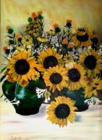 Sunflowers - Oil Colour Paintings - By Sonia P, - Painting Artist