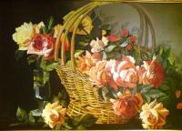 Oil Painting - A Basket Of Rose- Reproduction - Oil Colour