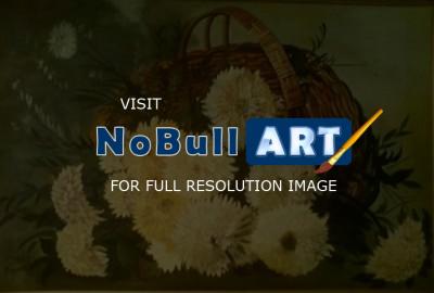 Oil Painting - A Basket Of White Flowers - Oil Colour
