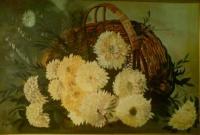A Basket Of White Flowers - Oil Colour Paintings - By Sonia P, - Painting Artist