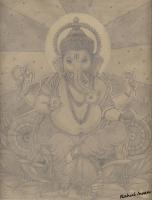 Ganesh Ji - Pencil  Paper Drawings - By Rahul Insan, Black And White Drawing Artist