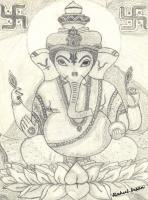 Ganesh Ji - Pencil  Paper Drawings - By Rahul Insan, Black And White Drawing Artist