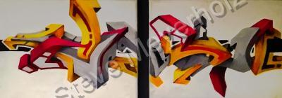 Graffiti - Split 3D Piece - Acrylic