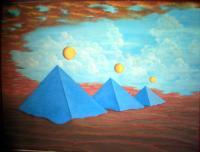 The Mystery Of The Three Pyramids - Acryllics Paintings - By Polina Lakhtina, Subjective Realism Painting Artist
