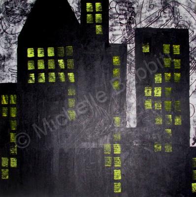 Abstract Land - Dark City - Acrylic