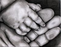 Precious Hands - Pencil Drawings - By Megan Kennedy, Pencil Sketch Drawing Artist