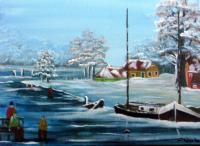 Winter - Acrylyc On Canvas Paintings - By Geert Winkel, Realistic Painting Artist