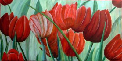 Flouwer Paintings - Tulips - Oil