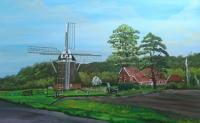 Groene Dijk - Acrylyc Paintings - By Geert Winkel, Realistic Painting Artist