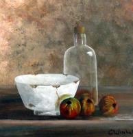 Appels Met Kom - Acrylyc Paintings - By Geert Winkel, Realistic Painting Artist