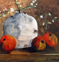 Appels Met Vaas - Acrylyc Paintings - By Geert Winkel, Realistic Painting Artist