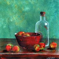 Rood Kommetje - Acrylyc Paintings - By Geert Winkel, Realistic Painting Artist