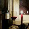 Wine  And Candle - Acrylics Paintings - By Christian Leclair, Still Life Painting Artist