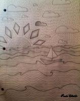 Interpretative Ocean - Pencil Drawings - By Paula Shields, Black And White Drawing Artist
