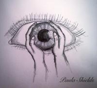 Hand And Eye - Pencil Drawings - By Paula Shields, Black And White Drawing Artist