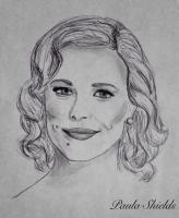 Rachel Mcadams - Pencil Drawings - By Paula Shields, Black And White Drawing Artist