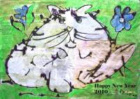 Happy New Year 2010 - Acrylic Paintings - By Alain Beaufays, Cartoon Painting Artist