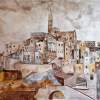 Matera - Watercolor On Paper Paintings - By Erv Erv, Impressionism Painting Artist