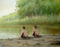 Twins - 38X46 Paintings - By Luchezar Radov, Realism Oc Painting Artist