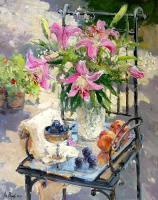 Still Life With Lilies - 50X40 Paintings - By Luchezar Radov, Realism Painting Artist