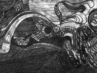 Surreal Frog - Charcoal Drawings - By Jason C Hansen, Surreal Drawing Artist