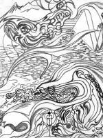Beyond The Setting Sun - Pencil Drawings - By Jason C Hansen, Surreal Drawing Artist