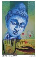 Buddhang  Saranang Gacchmi - Acrylic Paintings - By Shyamal Sikdar, Contemporary Painting Artist
