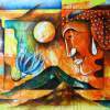 Buddha 2 - Acrylics Mixed Media - By Raj Singh, Abstract Mixed Media Artist