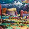 Mt Whitney Sun Set - Water Color Paintings - By Rich Martinez, Cal Sean Painter Painting Artist