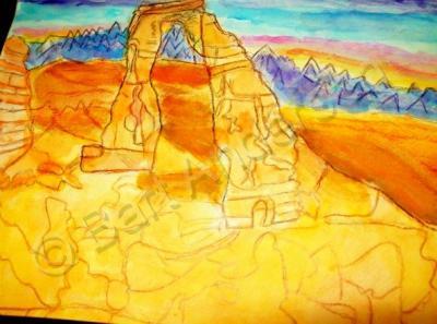 Traditional - Delicate Arch Watercolor - Watercolor