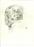 Gandhi - Pencil Drawings - By Paul Sullivan, Traditional Drawing Artist