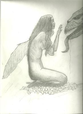 Fantasy - Faery Princess Dragon Prisoner - Pencil