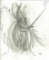 Dark Angel Warrior - Pencil Drawings - By Paul Sullivan, Traditional Drawing Artist