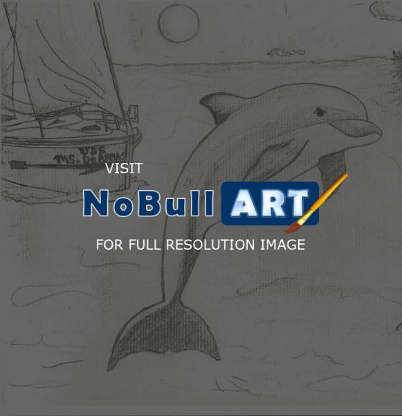 Animals - Boat At Dolphin Beach - Pencil