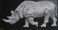 Rhino - Cement  Aluminum Mixed Media - By William Ross, Realistic Mixed Media Artist