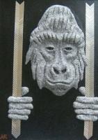 Gorilla - Cement Aluminum Mixed Media - By William Ross, Realistic Mixed Media Artist