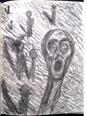 Drawings - The Screamer - Pencil