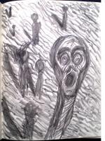 The Screamer - Pencil Drawings - By Kevin Nodland, Expressionism Drawing Artist