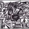 Crucifixion - Pen  Ink Drawings - By Kevin Nodland, Abstract Drawing Artist