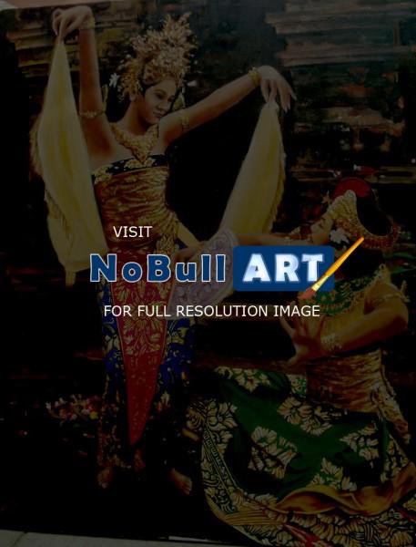 Bali - Balinese Dancers - Oil On Canvas