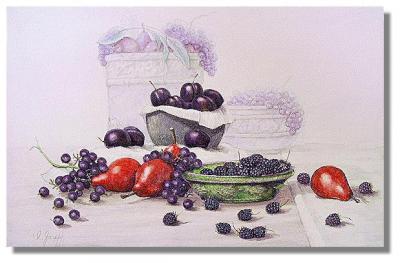 Still Lifes - Red Bartlets And Friends - Watercolor