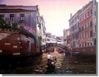 Evening In Venice - Oil On Canvas Paintings - By I Joseph, Realism Painting Artist