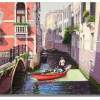 Red Gondola - Oil On Canvas Paintings - By I Joseph, Realism Painting Artist