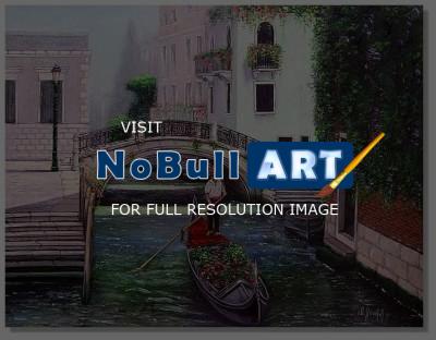 Venice In Oils - Canal Florist - Oil On Canvas