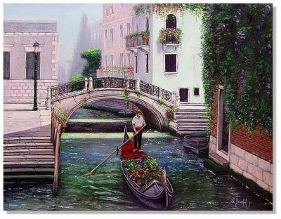 Venice In Oils - Canal Florist - Oil On Canvas