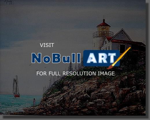 New Paintings - Lady On Bass Harbor Light House - Oil On Canvas