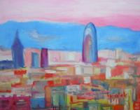 Barcelona I - Oil On Canvas Paintings - By Edyta Kwiatek, Abstract Painting Artist