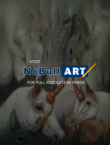 Mythology - Unicorni - Oil On Canvas